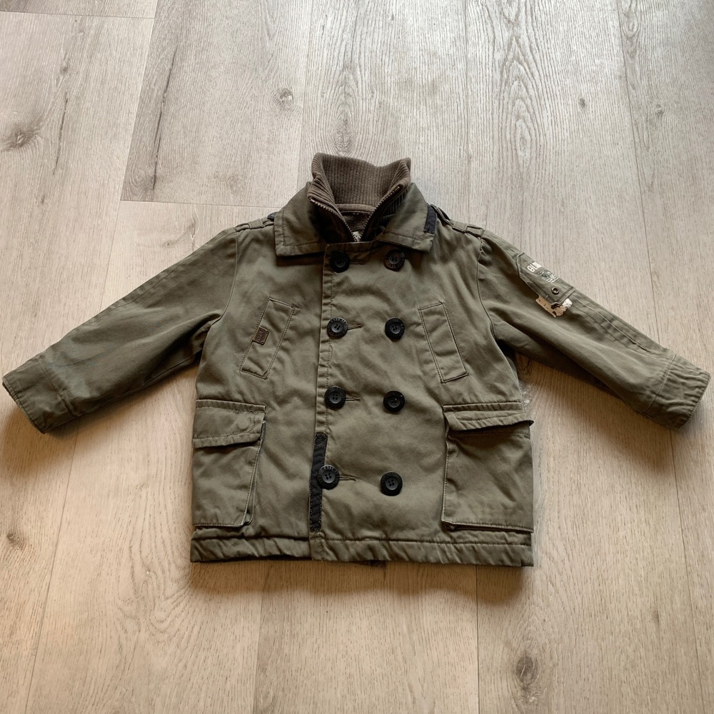 Catimini 3Y Boy's Green Military Style Field Jacket Utility Pea Coat